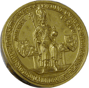 Bild vom goldenen Siegel der goldenen Bulle 36 KB Bild vom goldenen Siegel der goldenen Bulle 36 KB