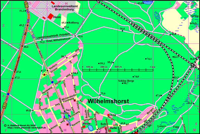 Ortsplan  Wilhlmshorst - Nord
